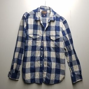 Pendleton Blue Plaid Shirt Mens M Medium nice!